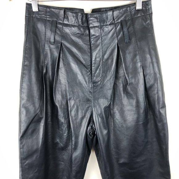 Equipment Isidore Leather Navy Paperbag Pants 6 - Picture 6 of 13